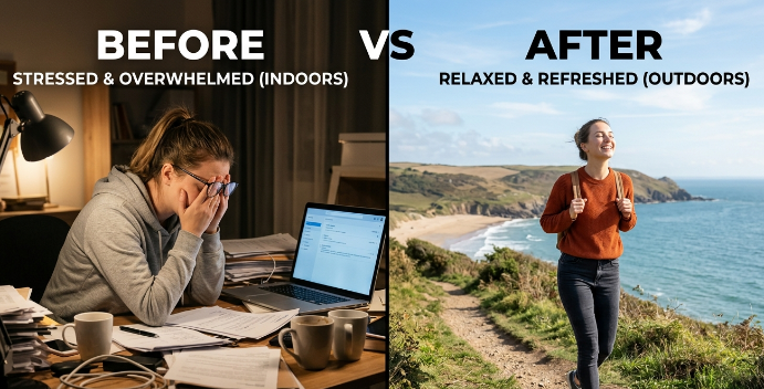 how nature walks improve mood and brain health