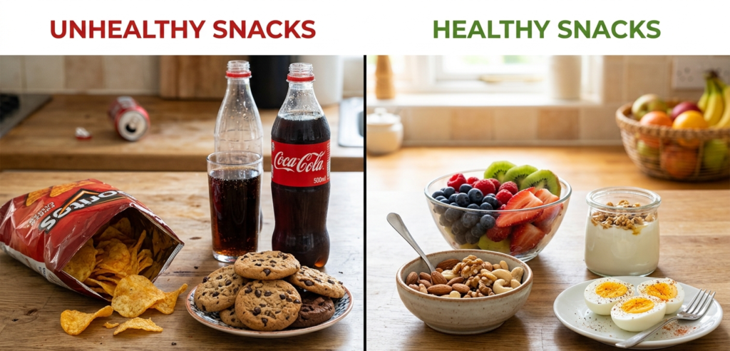 Healthy Snack Ideas for Busy Office Workers healthy snacks vs junk food office.jpg